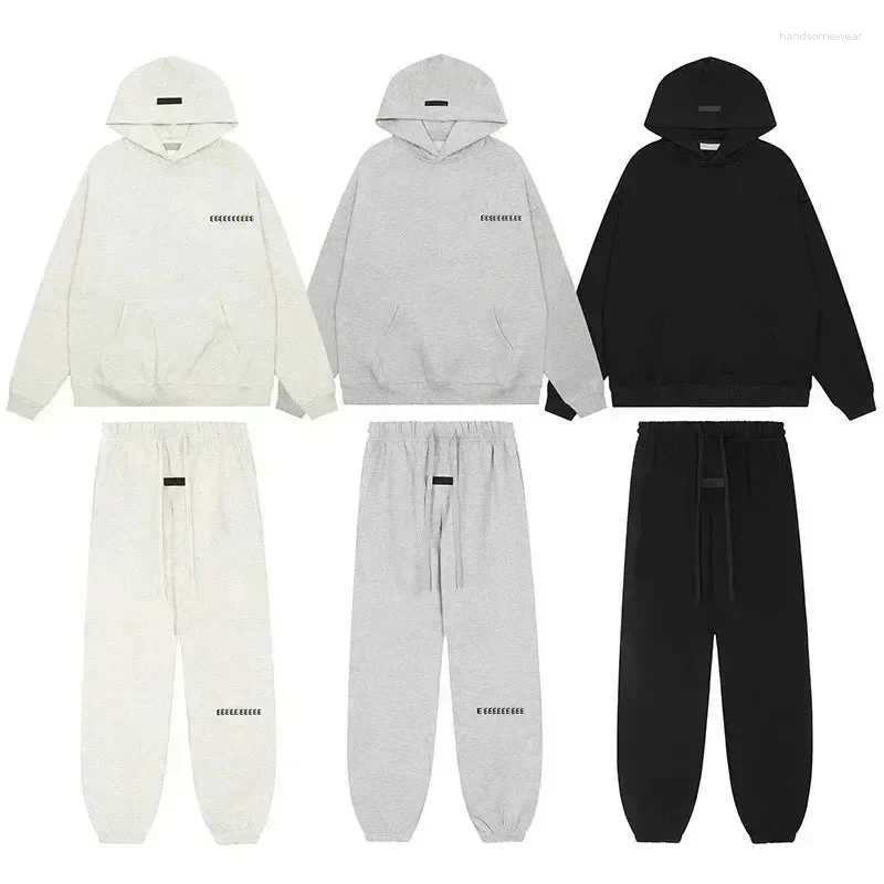 Men's Tracksuits Classic Double Line Hoodies Luxury Design Row Plush Letter Logo Hooded Sweater High Street Loose Couple Set