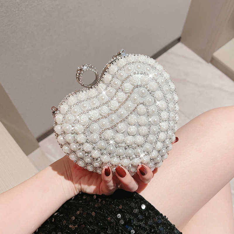 Pearl Water Diamond Handheld Bag, Love Small Bag, Female Handheld Rose Girl Bag, Fairy Vacation Bag, Diagonal Straddle Girl Bag