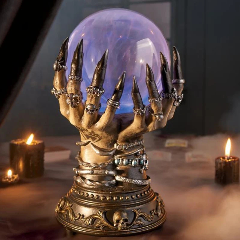 Luminous Halloween Crystal Ball Creative Magic Skull Finger Luminous Plasma Ball Ghost Home Party Decoration 241127