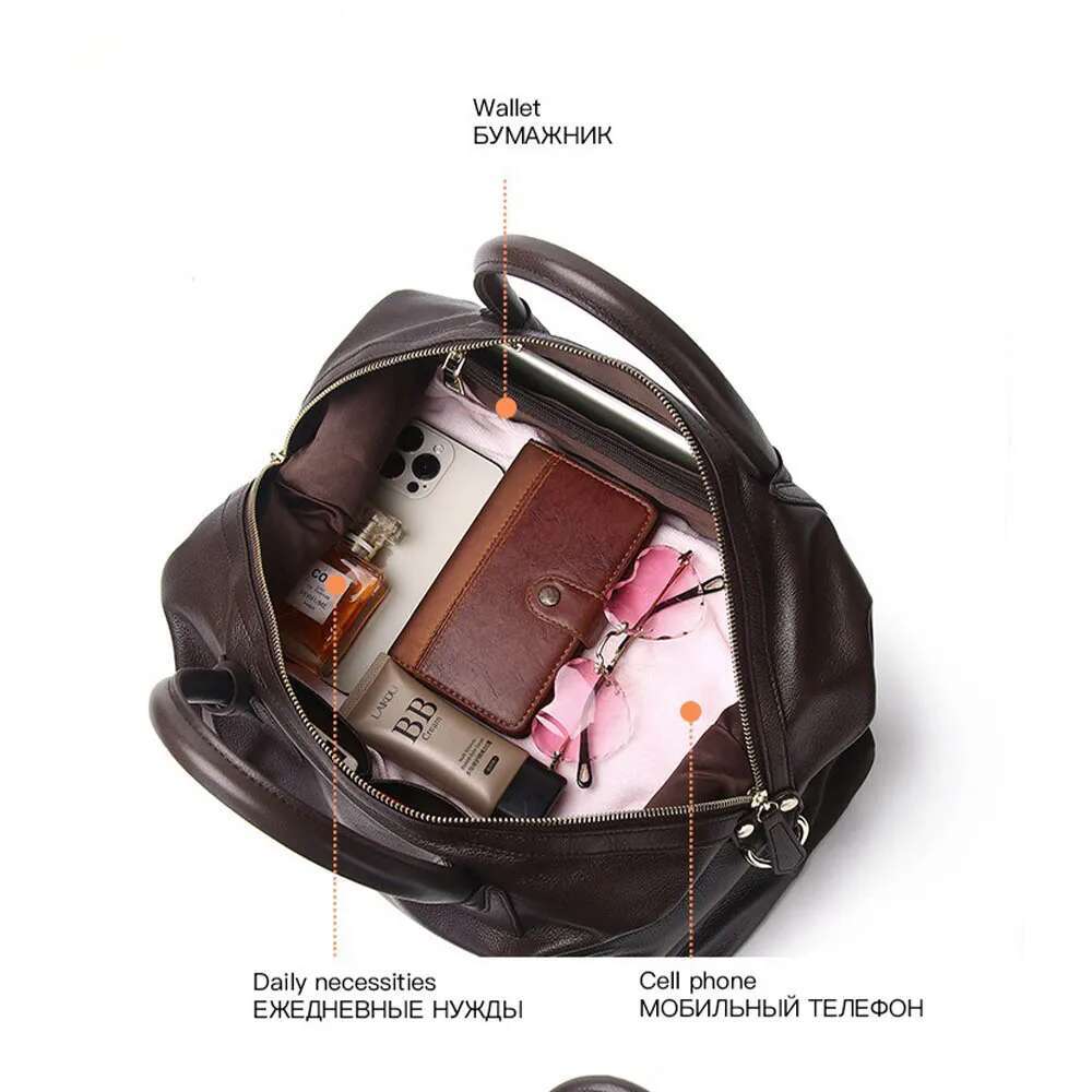 Motingsome Oversized Real Leather Woman Lady Travel Tote Shoulder Bags Handbag Fashion Commuting Big Bag New