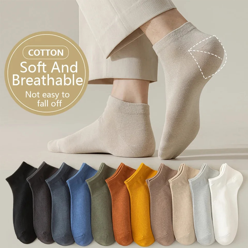 95 Combed Cotton Socks Men Business Dress Short Soft Breathable Spring Summer Colorful Sock For Man 5PairsLot Ankle 241202