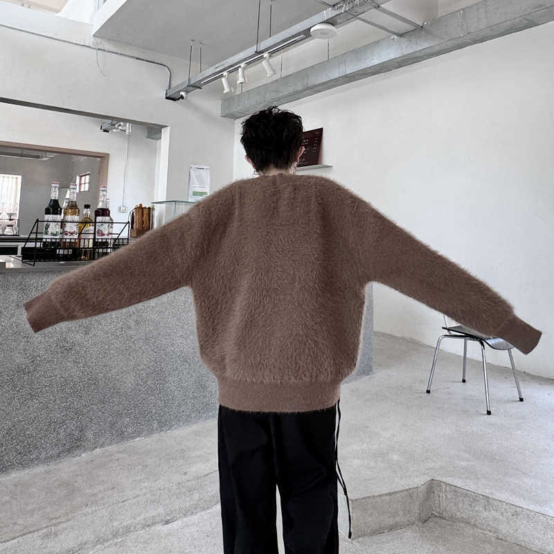 Fluff sense design large letter color matching crew-neck sweater winter thickened high street couple sweater men's top trend W2564840729 1