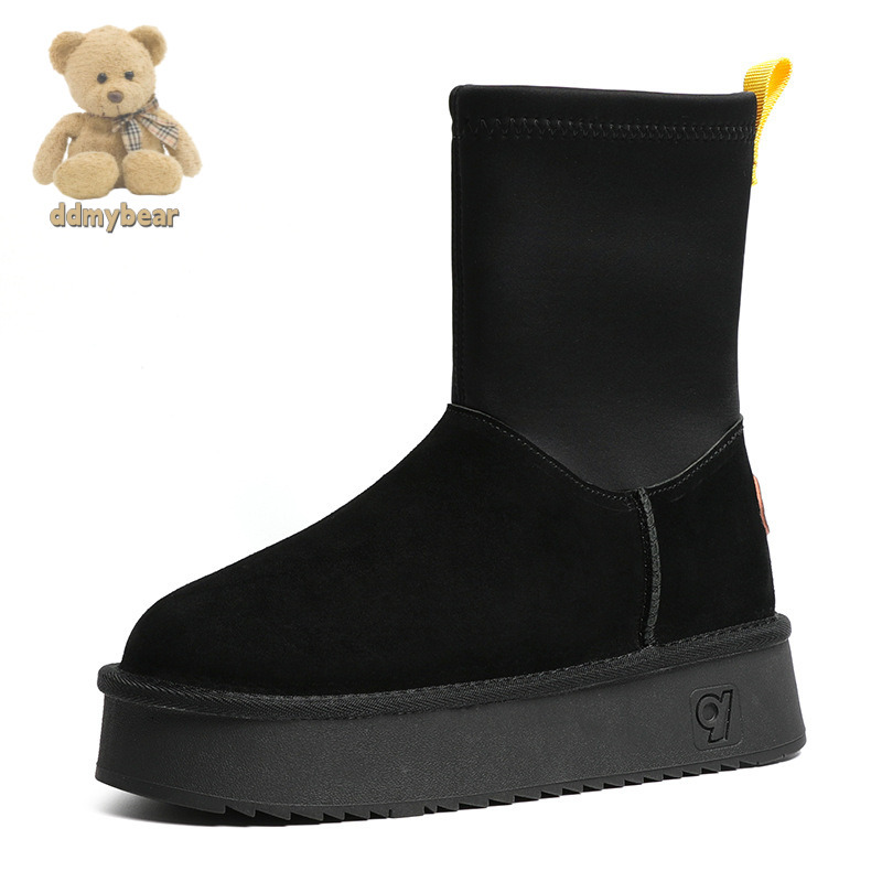 Ddmybear 2023 Autumn Winter Genuine Leather Snow For Women, Warm And Elastic Socks, Dipu With Thick Velvet Sole, Shoes, Cotton Boots Chinese Brand Sho