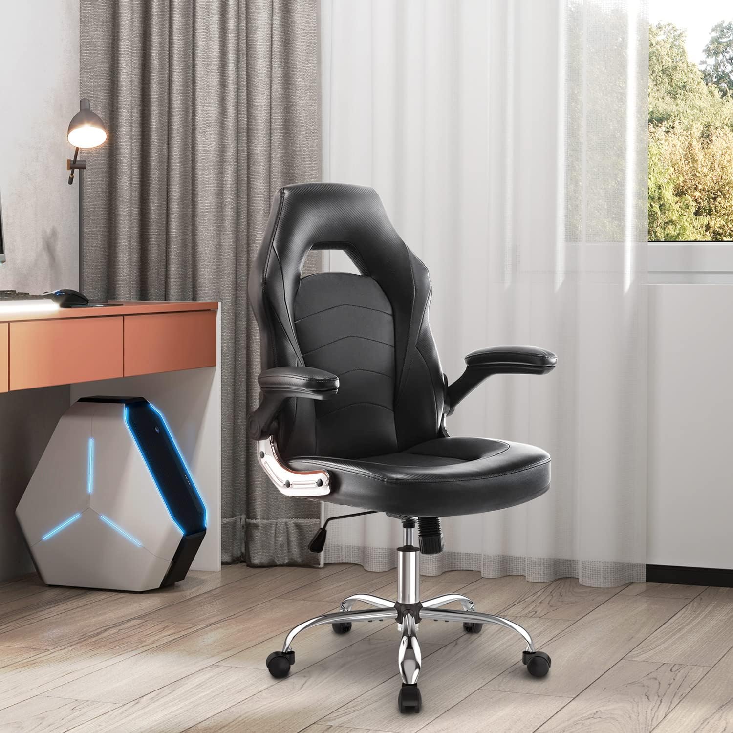 Modern High-Back Computer Chair with Lumbar Support - Easy Assembly Required