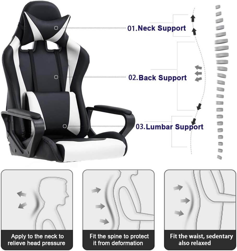 Ergonomic Gaming Chair with Adjustable Seat Height & Backrest - Breathable Mesh Material