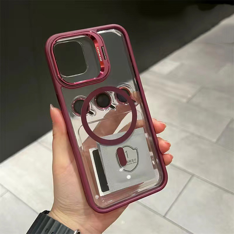 Luxury Lens Stand Holder Clear Matte Acrylic Magnetic For Magsafe Wireless Charging Hard Case With Eagle Eyes Camera Protector For iPhone 17 16 16e 15