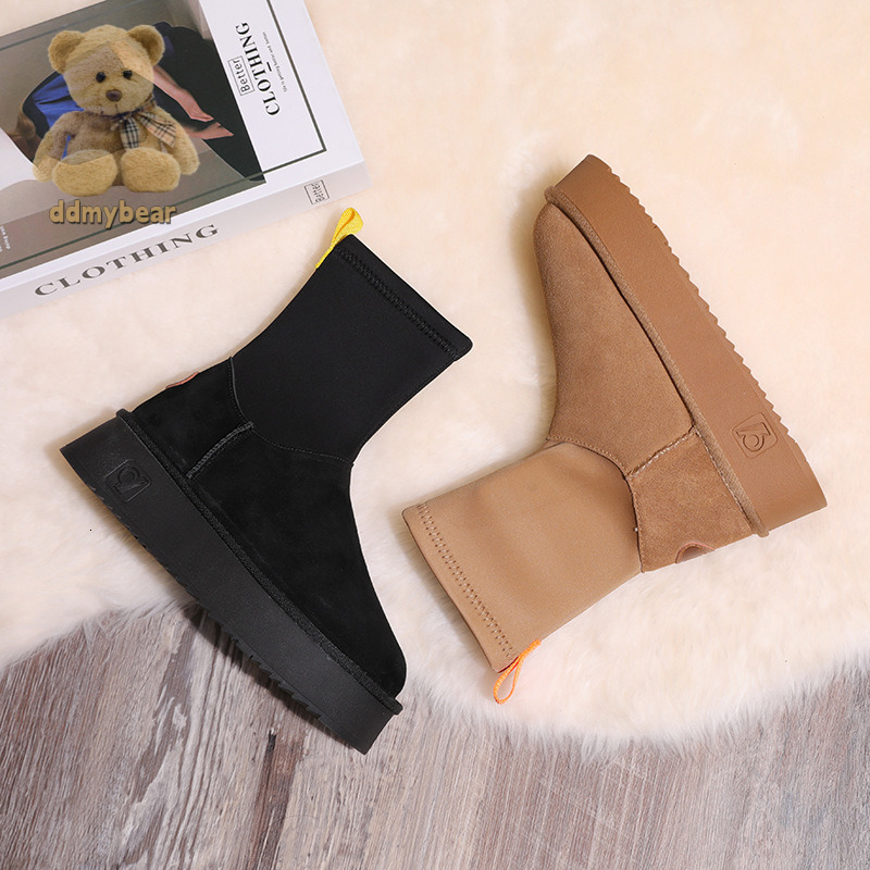 Ddmybear 2023 Autumn Winter Genuine Leather Snow For Women, Warm And Elastic Socks, Dipu With Thick Velvet Sole, Shoes, Cotton Boots Chinese Brand Sho