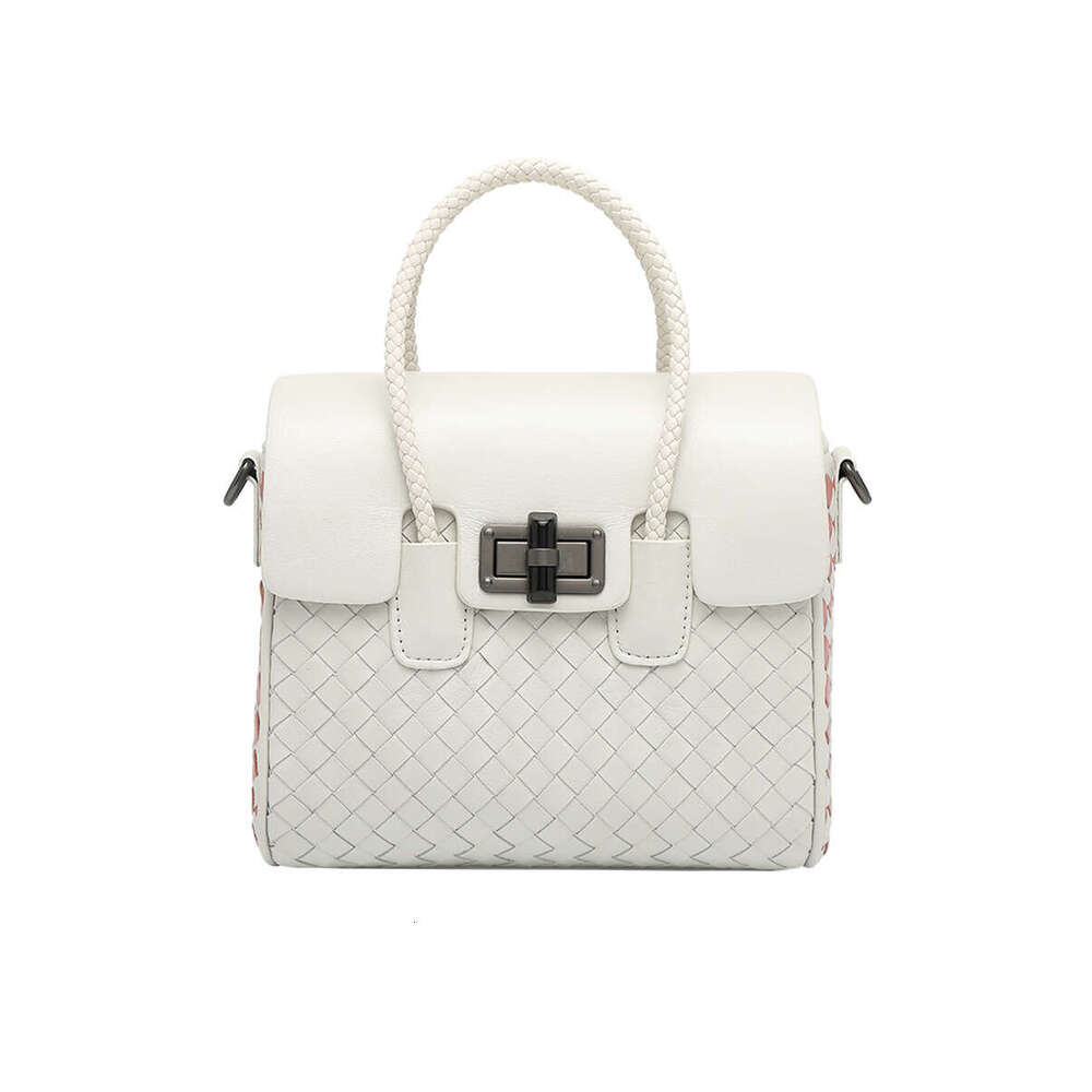 Cowhide leather woven women's handbag new fashion simple large capacity portable shoulder bag crossbody bag