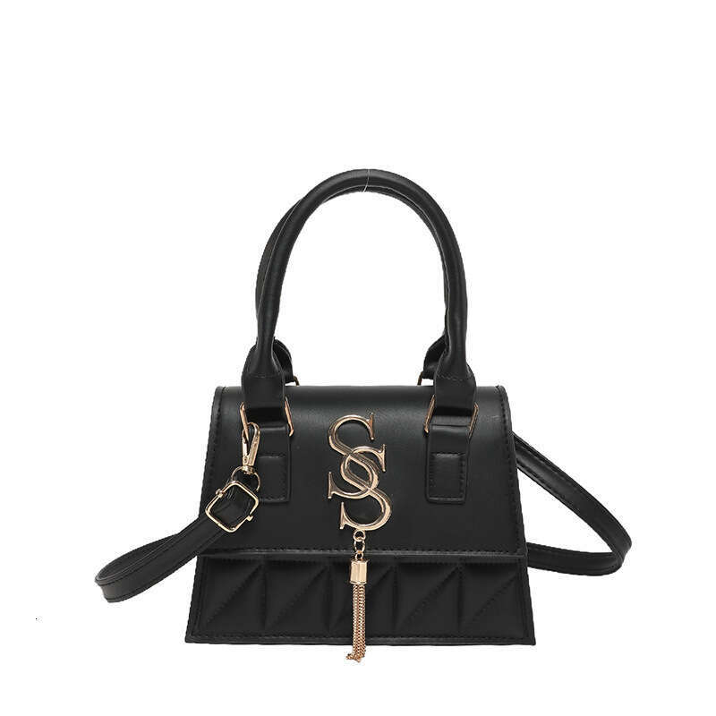 High beauty diamond grid embroidery thread handbag 2024 new fashionable letter tassel crossbody single shoulder bag