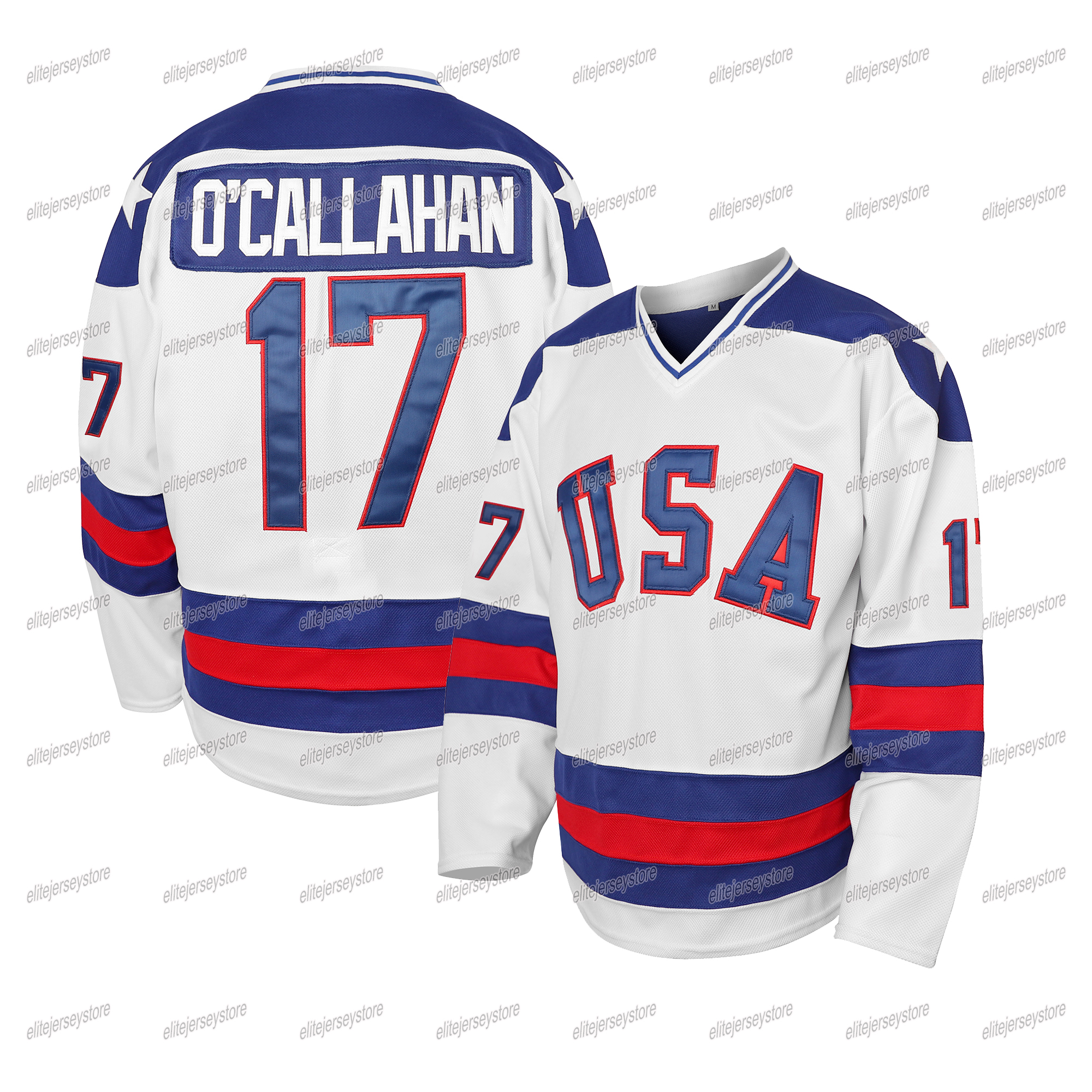 In Stock Men's 1980 USA Ice Hockey Jerseys 96 CONWAY 21 Eruzione 30 Craig 17 Ocallahan Stitched Fast Shipping Polyester Retro Classic Sportswear
