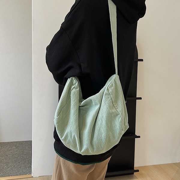 Canvas bag for female college students Simple messenger bag for class Literature messenger bag Large capacity versatile shoulder bag for female 241203