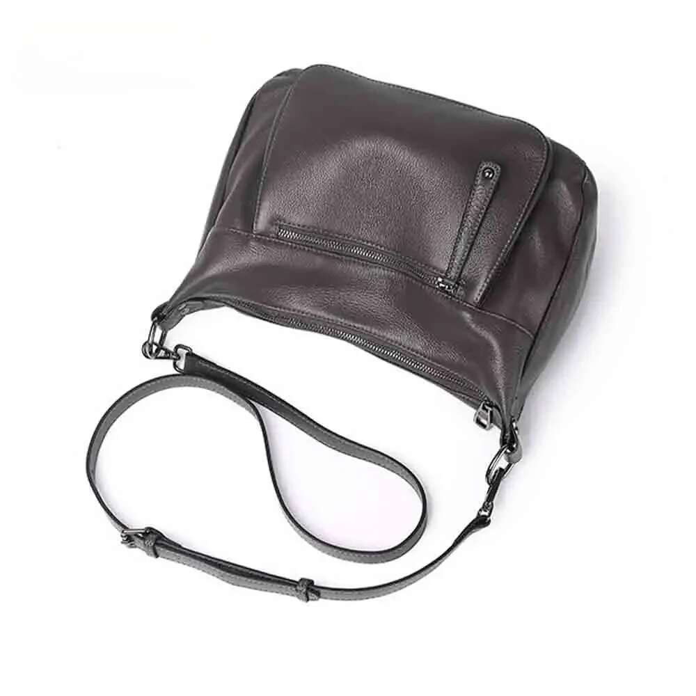 Motingsome Cowhide Satchel Bag For Women Quality Cow Skin Handbag Fashion Lady Crossbody Messenger Bags Saddle Tote
