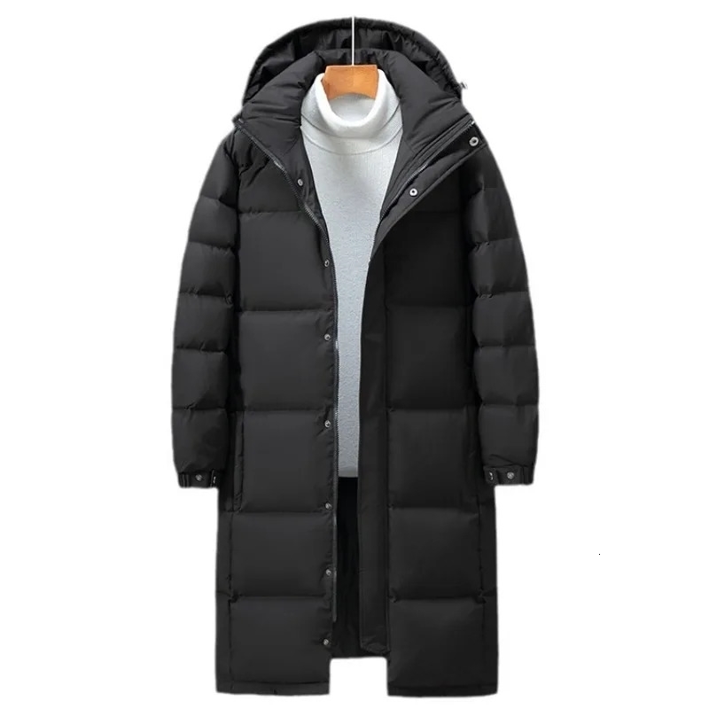 Winter Down Jacket Mens and Womens Long Cross Knee Thickened Warm Couple Trendy Coat w241112