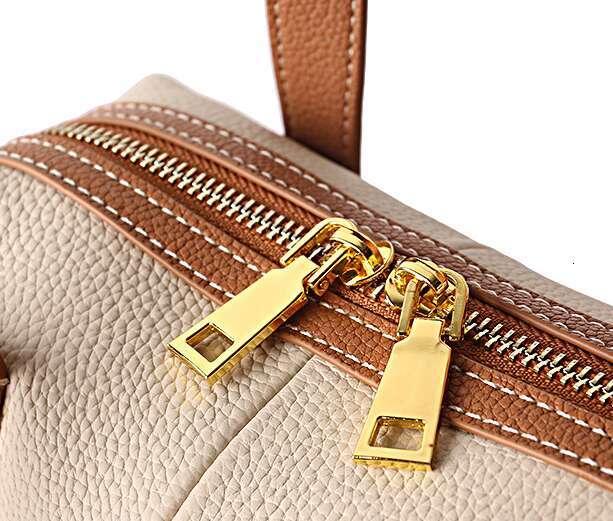 Color blocked women's cowhide women's shoulder crossbody bag, fashionable texture leather handbag