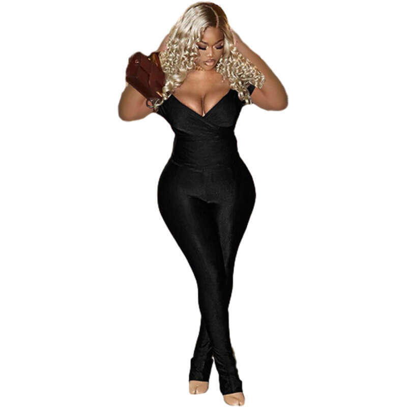 2024 fashion new sexy cinching low cut T-shirt high waist tight fitting hip lifting casual sports set