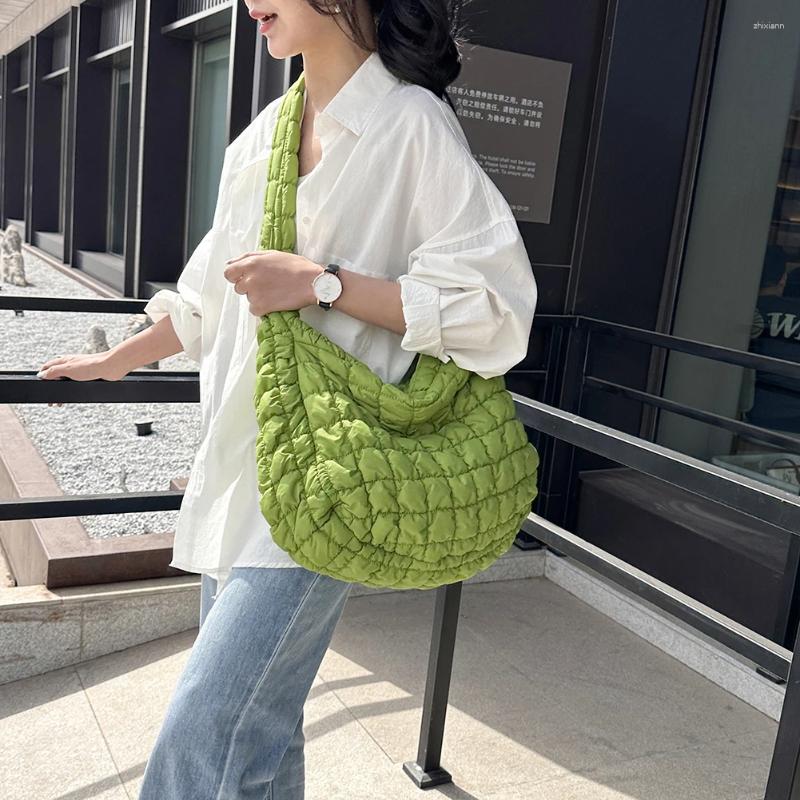 Totes Lattice Pattern Messenger Bag Large Capacity Cotton Padded Casual Fashion Simple Nylon Quilted Elegant For Weekend Vacation zhanyishengli