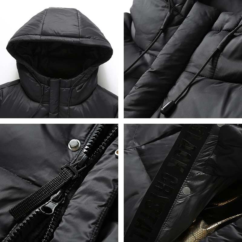 Winter Men Warm Thick Long Down Jacket Coat Mens Hooded Waterproof Black Gold Puffer Casual Windproof Parkas Male w241112