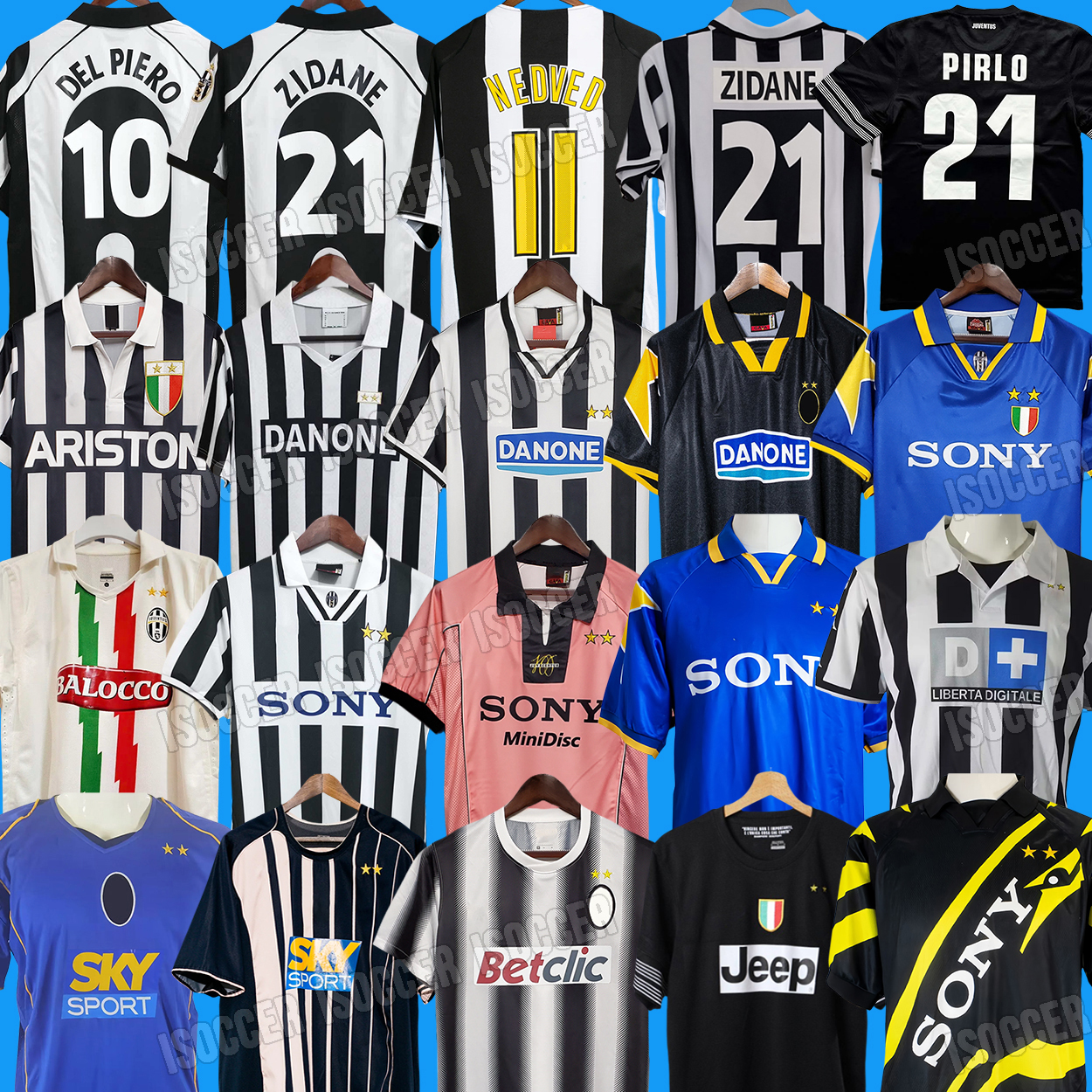 Retro Soccer Jerseys 92 93 94 95 96 97 98 99 00 01 02 03 04 05 10 11 12 14 15 16 19 20 home away third football shirts Classic Vintage DEL PIERO PIRLO ZIDANE BAGGIO NEDVED