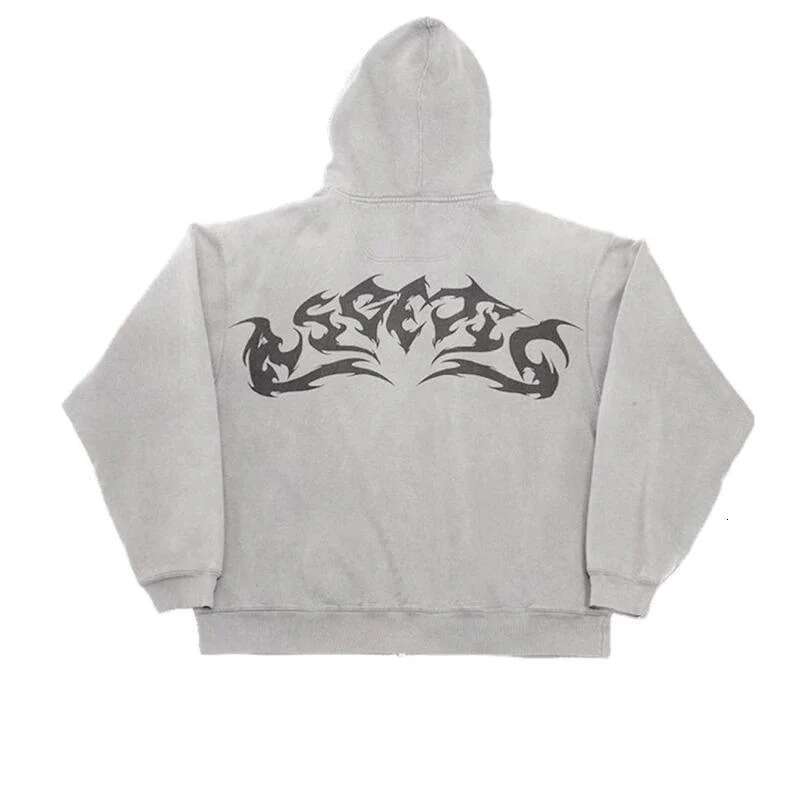 Hoodie Made Of Looped Fabric, Street Gothic Y2k Print, Hooded Sweatshirt For Women, Casual Sports, Loose Zipper Jacket
