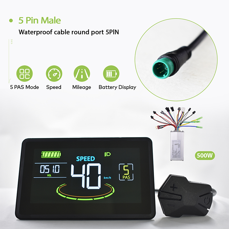 High Performance 350W Brushless Control Module for Electric Scooters & Bicycles with Multicolor LCD Monitor - Supports 24V/36V/48V Systems