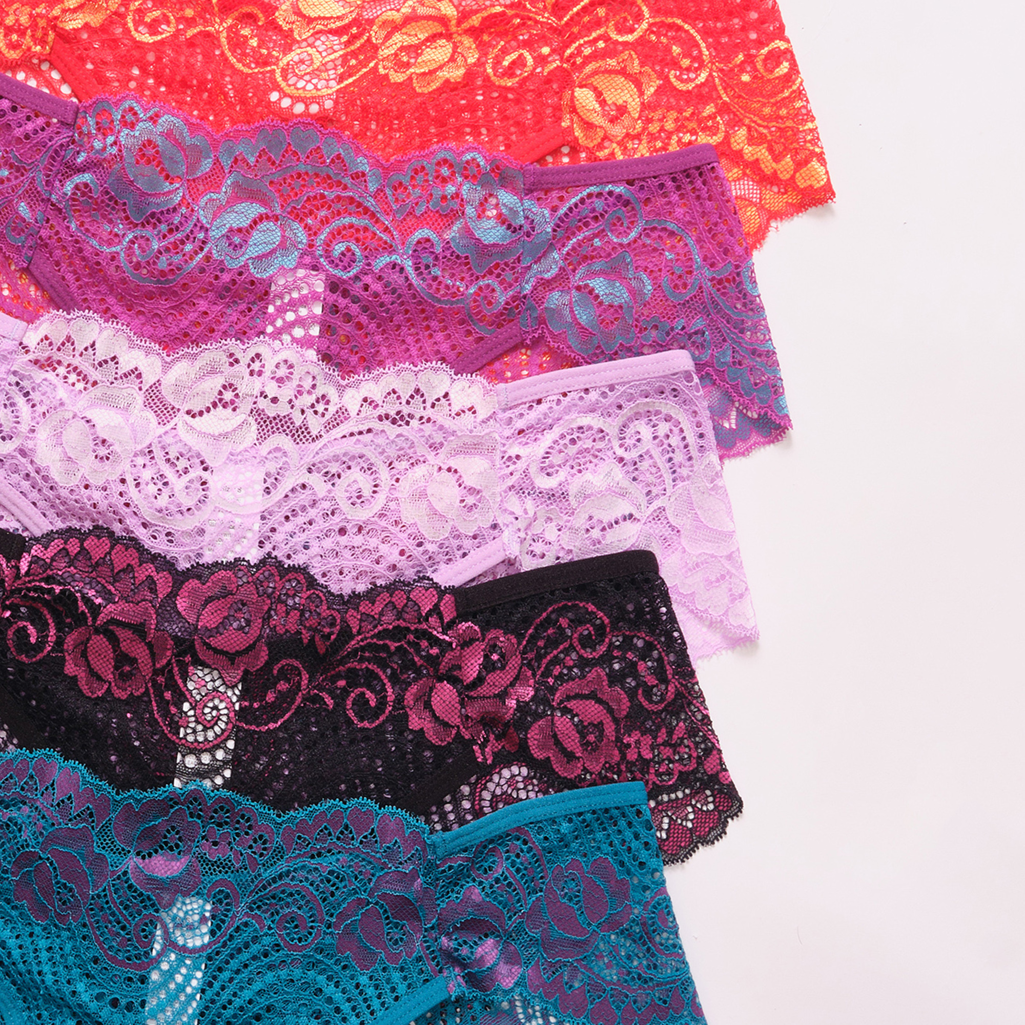 5 Pack Lace Underwear for Women Sexy Cheeky Panties Seamless Women's Underwear Hipster Ladies No Show Breathable Bikini