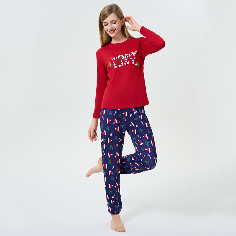 Christmas printed suit set designer women's elastic long sleeved round neck home
