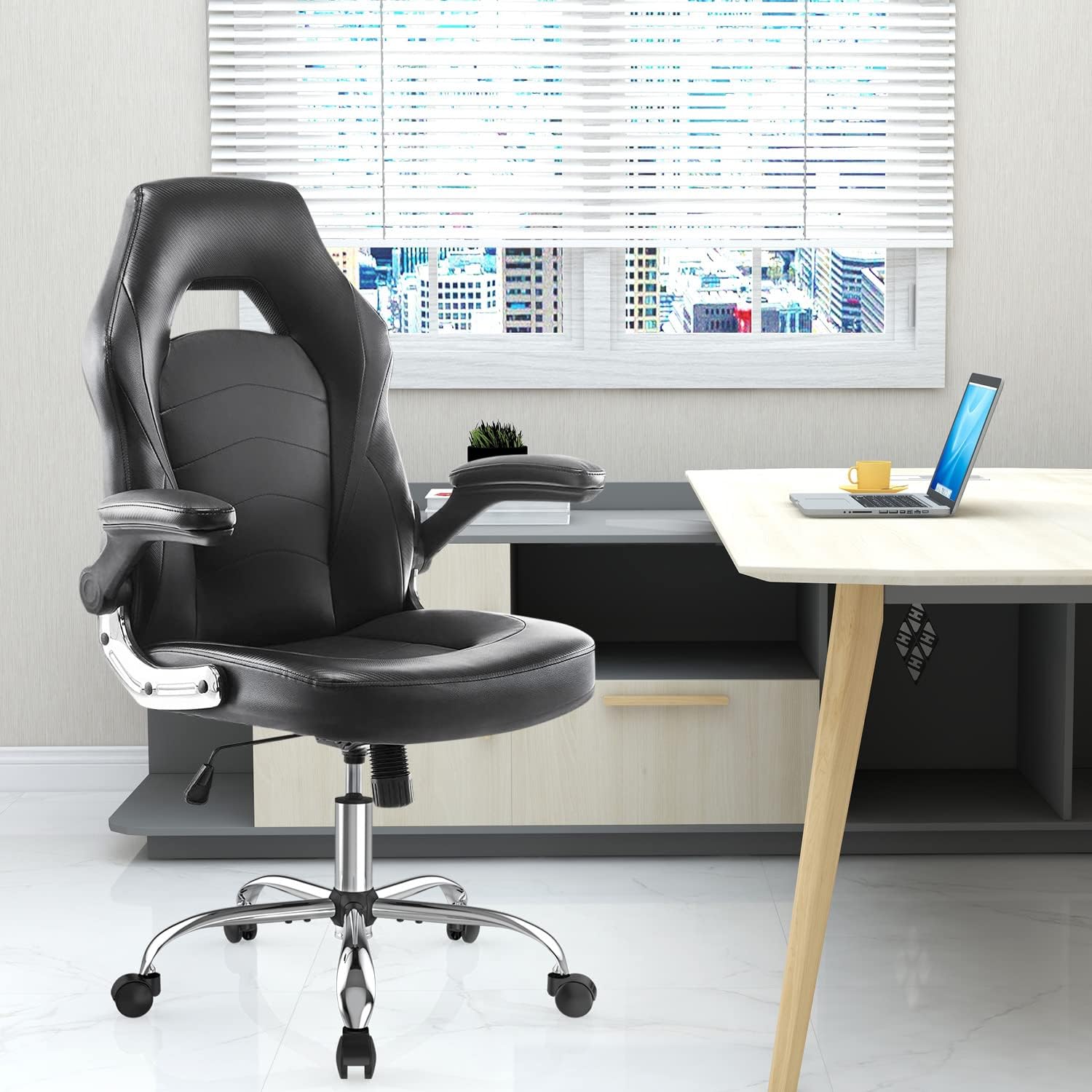 Modern High-Back Computer Chair with Lumbar Support - Easy Assembly Required