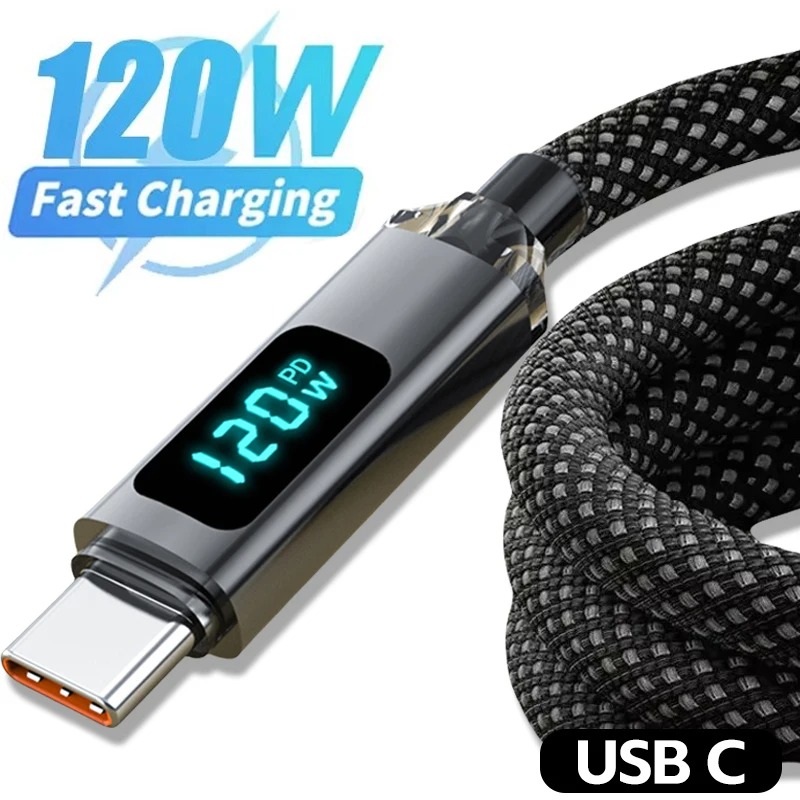 Super Fast Charging USB to C Cable with LED Display for iPhone, Xiaomi, POCO, Samsung