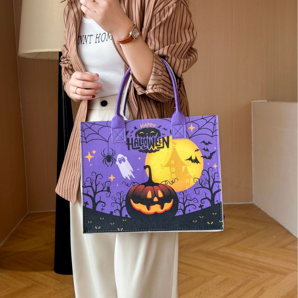 Halloween Felt Ghost Festival Pumpkin Quality Props Large Capacity Tote Shopping New Storage Gift Bag