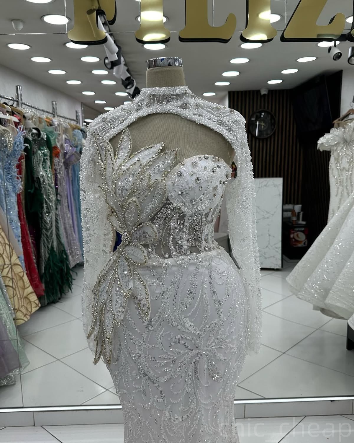 Ivory Mermaid Prom Dresses 2024 Florals Crystals Sequined Evening Formal Party Second Birthday Engagement Gowns Plus Size Dress For Special Occasions