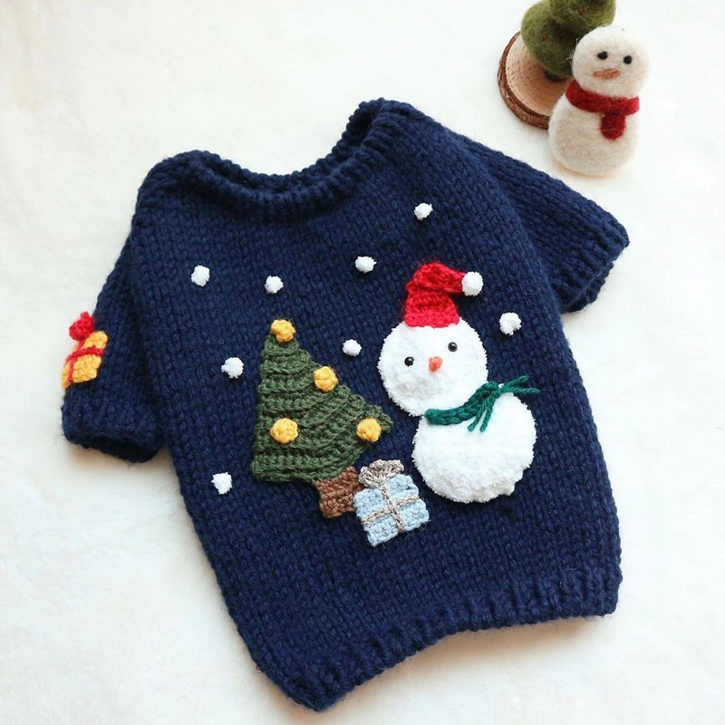 Update Charming Autumn/Winter Fleece Sweatshirt For Miniature Dogs - Festive Teddy Bear Printed Christmas Jumper