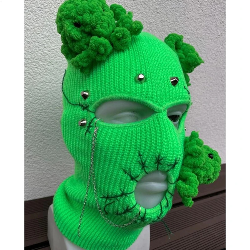 Devil Horn Halloween Knitted Hat Beanies Warm Full Face Cover Ski Mask Hat Windproof Balaclava Hat for Men Womens 241203