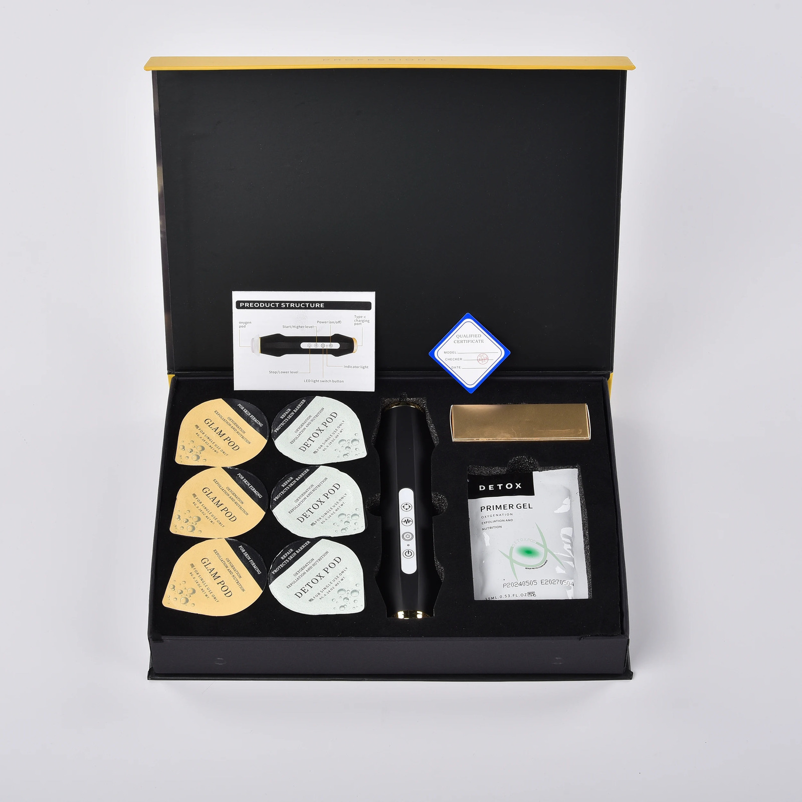 Portable gift box CO2 oxygen bubble kit 6 pods 6 gel detoxification Glam skin regeneration anti-aging home beauty machine 241203