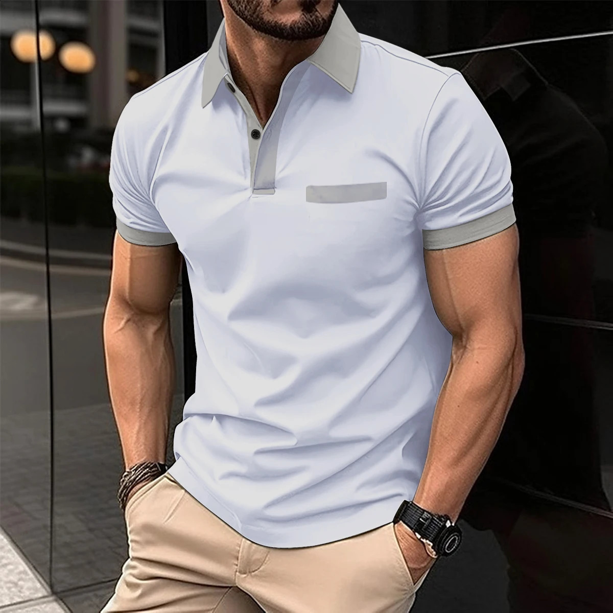 Mens T-shirt Polo Shirt Business Casual Shirt Short Sleeve Fashion Summer Novel 241203