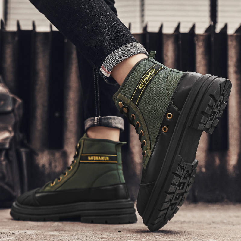 canvas New shoes Men's high top labor protection wear resistant Martin Breathable site outdoor work boots 8979