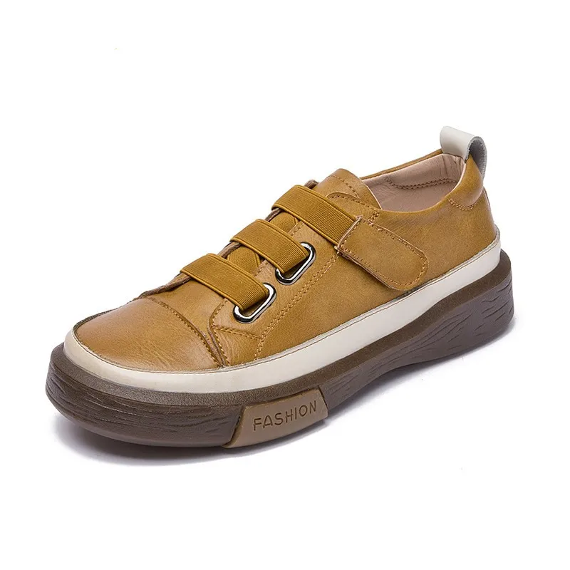 AIYUQI Women's Vulcanized Shoes Flat Genuine Leather Women's Sneakers Retro Large Size Fashion Girl Student Shoes