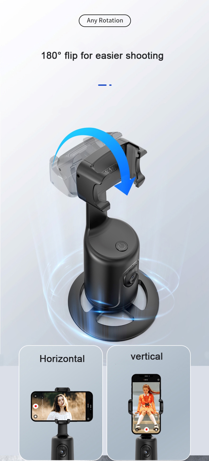to Applicable all models 360 omni-directional Live Video tracker AI face recognition mobile phone bracket PTZ face tracking