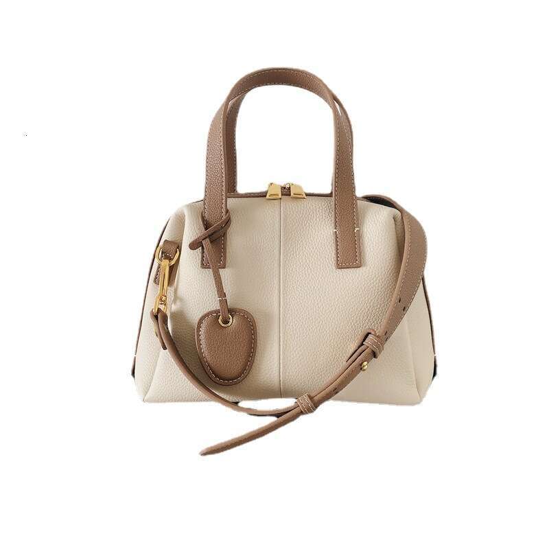 Color blocked women's cowhide women's shoulder crossbody bag, fashionable texture leather handbag