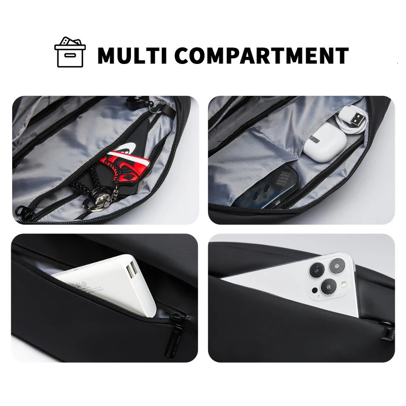 Waterproof Men Crossbody Bag Lightweight Breathable Chest Bag Fanny Pack for Travel Walking Hiking Cycling Phones Sling Bag 241202