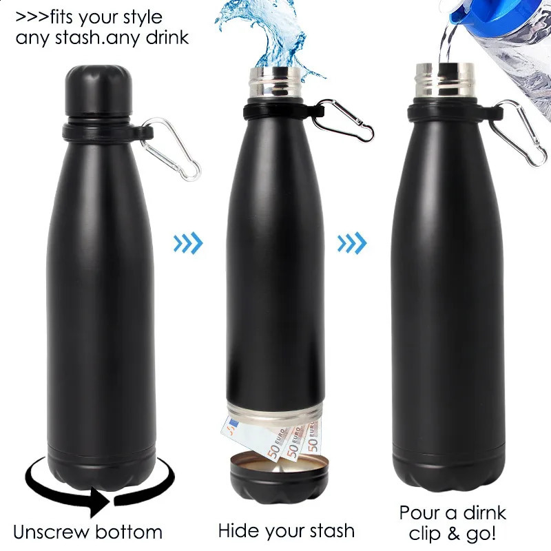 Secret Hidden Safe Diversion Water Bottle Steel Secret Stash Spot Can Hidden Safes Storage Compartment for Cards Keys Cash Money 241203