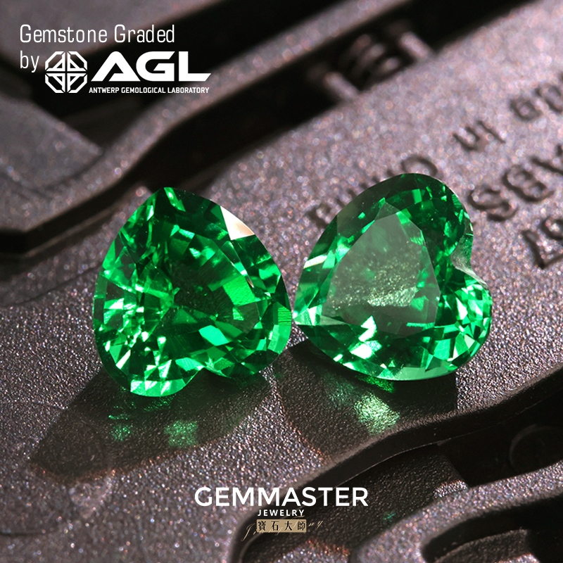 Heart Lab Grown Emerald VVS VS Verdant Green Muzo Green Loose Emerald With AGL certificate Lab Emerald Custom Ring Earrings