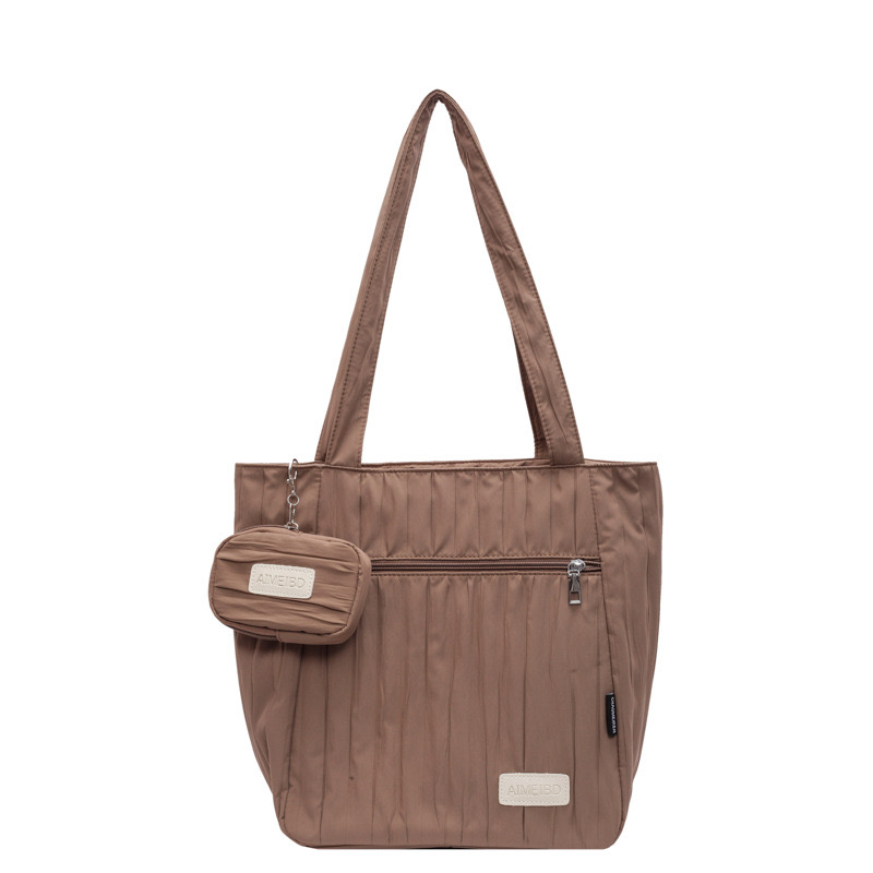 2025 new new Korean version large capacity tote women's niche design pleated solid color casual single shoulder armpit bag zhanyishengli