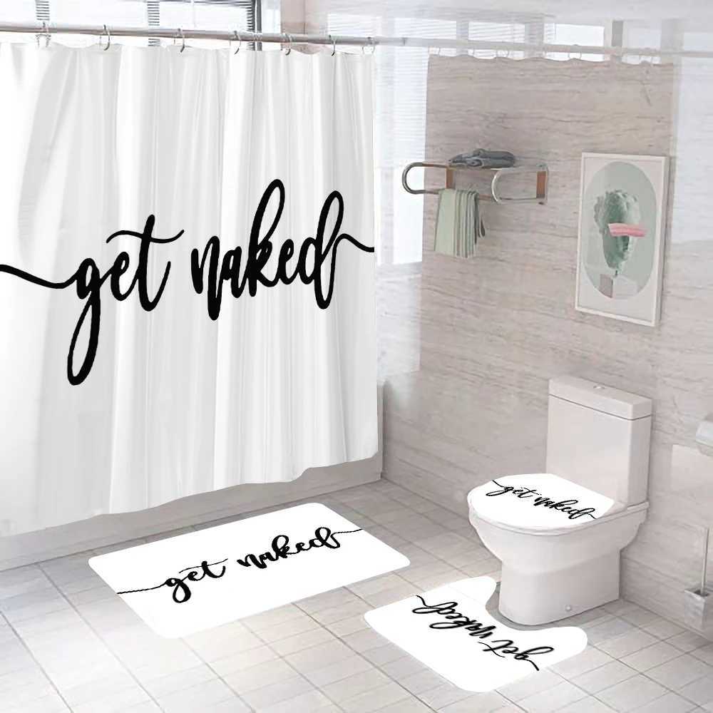Get Naked shower curtain and carpet mat set for bathroom waterproofing bathroom curtain decoration accessories anti mold bathtub screen Y241203