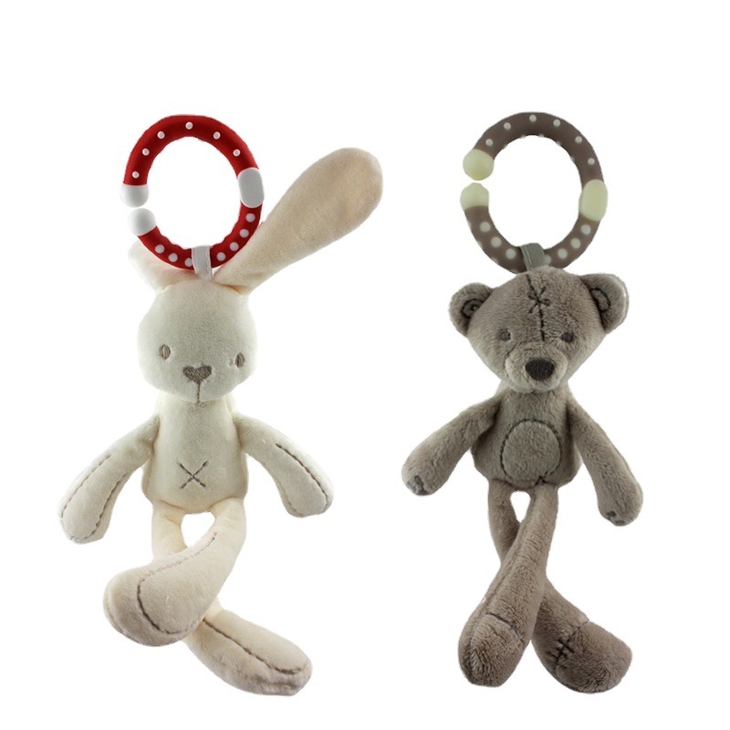 28cm Cute Baby Crib Windbell Rabbit Bear hanging Ringer Bed Comforting Doll Early Education New Born Mobiles Toy Wholesale
