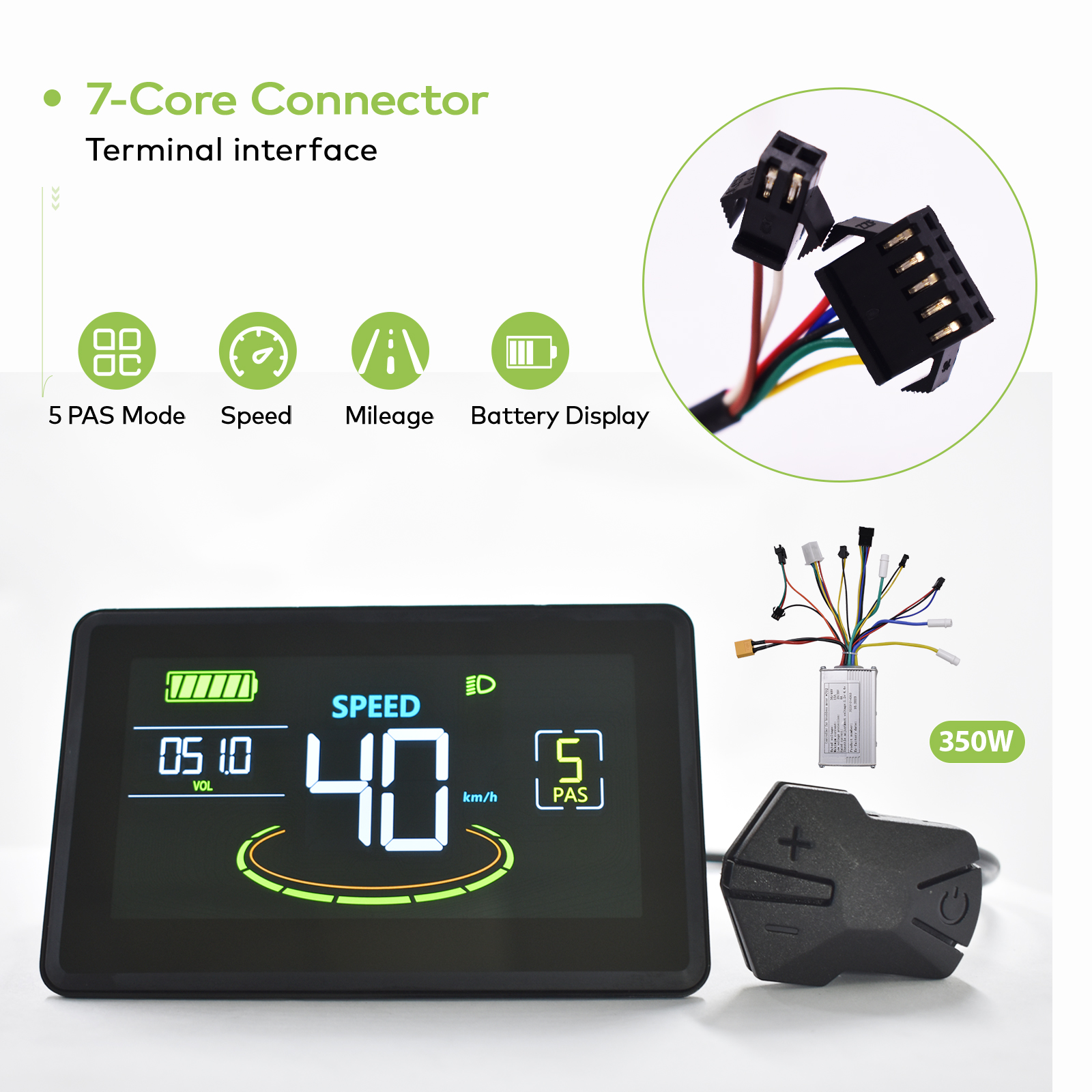 350W Electric Bike Scooter Brushless Controller with Colorful LCD Display - Compatible with 24V/36V/48V Bikes