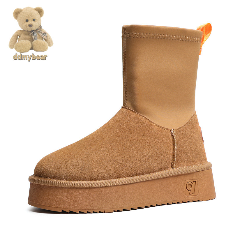 Ddmybear 2023 Autumn Winter Genuine Leather Snow For Women, Warm And Elastic Socks, Dipu With Thick Velvet Sole, Shoes, Cotton Boots Chinese Brand Sho