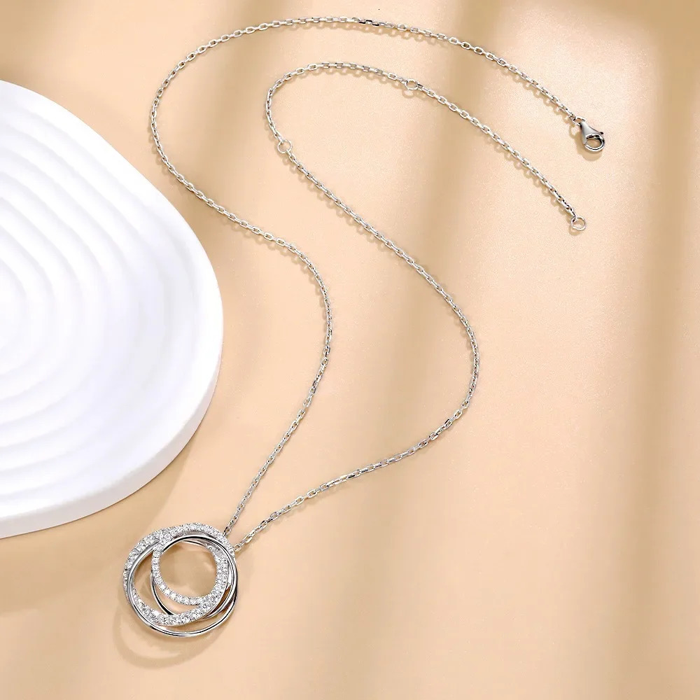 M-JAJA Womens Pendant Necklace D VVS1 18K White Gold Plated 925 Pure Silver Laboratory Diamond Chain Jewelry 241202