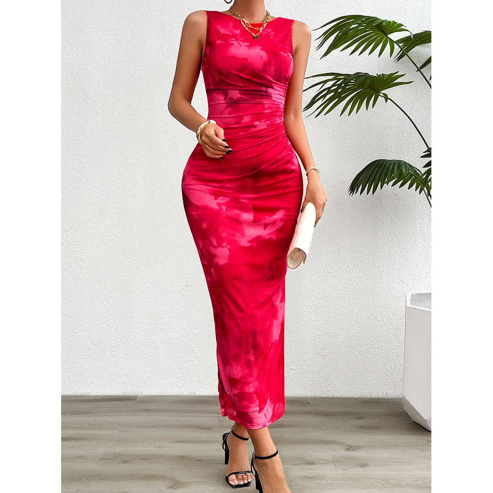 Women's TemuShein2024 Spring/Summer Elegant Slim Fit Sleeveless Dress