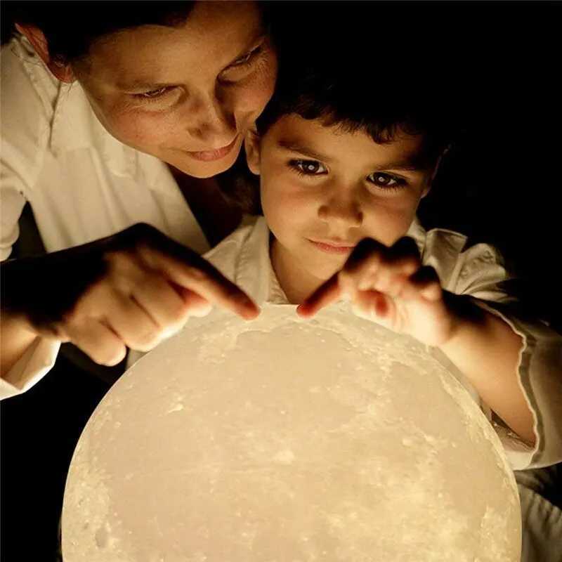 Lamps Shades LED Night Light Rechargeable 3D Print Moon Lamp Touch Moon Lamp Children Night Lamp Table Lamp Home Bedroom Decor Birthday Gifts H241203