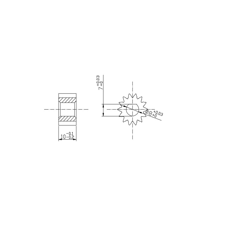 Modulus 1.0 Internal Diameter 8D Powder Metallurgy Iron Base Motor Gear with Heat Treatment for Wear Resistance - 14 Teeth Straight Bevel Gears